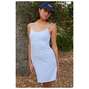 🚨 3 for $25 - Brandy Melville Light Blue and White Checkered Dress